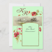 ROMANTİCA MONOGRAM / POPPIEN, rot, grün Einladung (Rückseite)