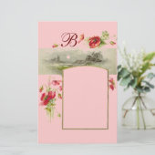 ROMANTİCA MONOGRAM / POPPIEN, rot, grün, rosa Briefpapier (Stehend Vorderseite)