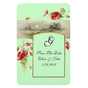 ROMANTİCA MONOGRAM/POPPIEN, Save the Date, grün Magnet