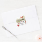 ROMANTİCA MONOGRAM / RED POPPIES SAVE THE DATE QUADRATISCHER AUFKLEBER (Umschlag)