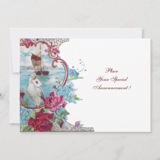 ROMANTICA MONOGRAM, rot-weiß Einladung (Rückseite)