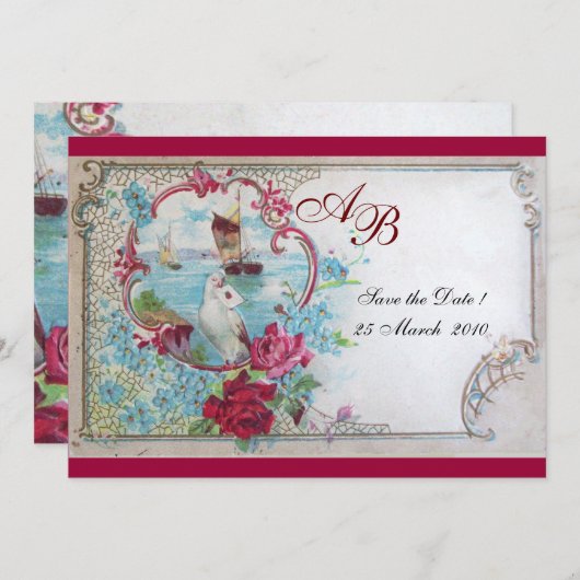 ROMANTICA MONOGRAM SAVE THE DATE (Vorne/Hinten)