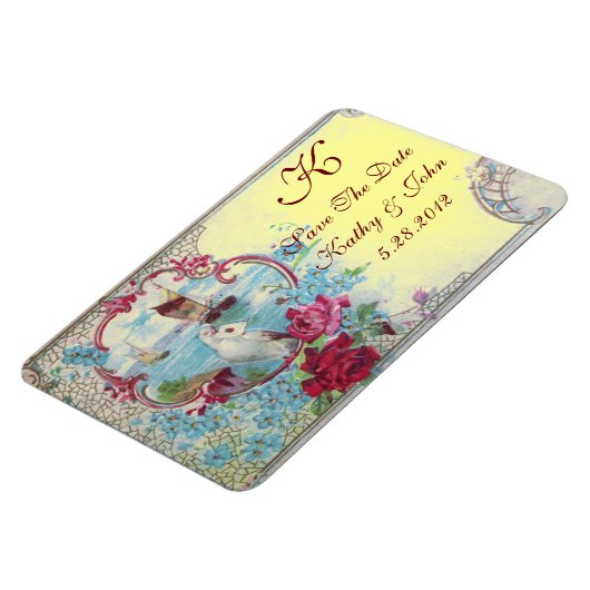 ROMANTİCA MONOGRAM, Save the Date, gelb Magnet (Linke Seite)