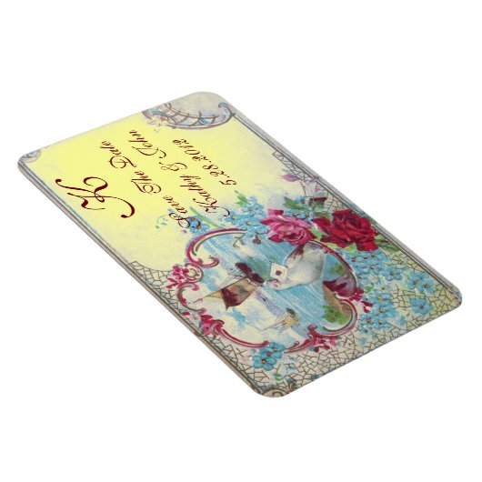 ROMANTİCA MONOGRAM, Save the Date, gelb Magnet (Rechte Seite)