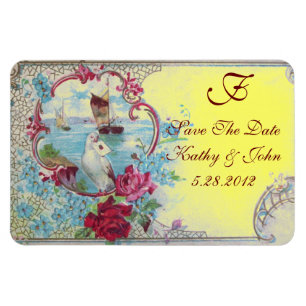 ROMANTİCA MONOGRAM, Save the Date, gelb Magnet