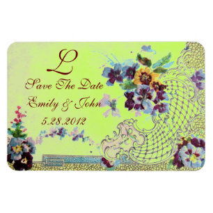 ROMANTİCA MONOGRAM, Save the Date, grün Magnet