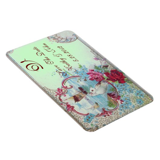 ROMANTİCA MONOGRAM, Save the Date, grün Magnet (Rechte Seite)