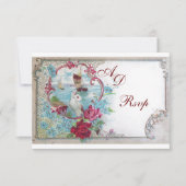 ROMANTICA MONOGRAM UAWG, rot-blau-weiß RSVP Karte (Vorderseite)