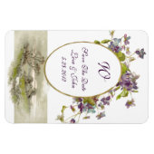 ROMANTİCA MONOGRAM/VIOLETTEN, Save the Date, weiß Magnet (Horizontal)
