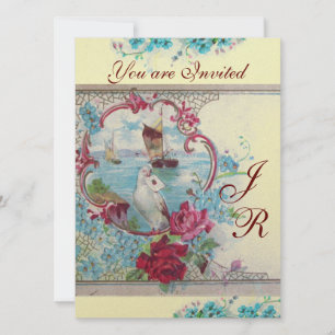 ROMANTİCA MONOGRAM Weißer Champagner Metallisches  Einladung