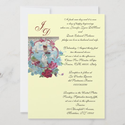 ROMANTİCA MONOGRAMM Gold Metallic Papier Einladung (Rückseite)