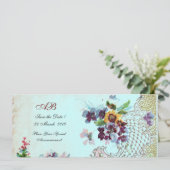 ROMANTİCA Pink Aquamarin Blue Floral Wedding Progr Save The Date (Stehend Vorderseite)