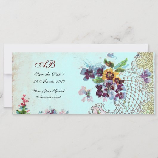 ROMANTİCA Pink Aquamarin Blue Floral Wedding Progr Save The Date (Vorderseite)