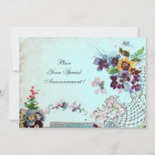 ROMANTİCA Pink Aquamarin Blue Floral Wedgram Einladung (Rückseite)