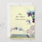 ROMANTİCA Pink Blue Cream Wedding Floral Monogram Einladung (Rückseite)