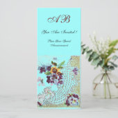 ROMANTİCA Pink Blue Floral Wedding Program Programm (Stehend Vorderseite)