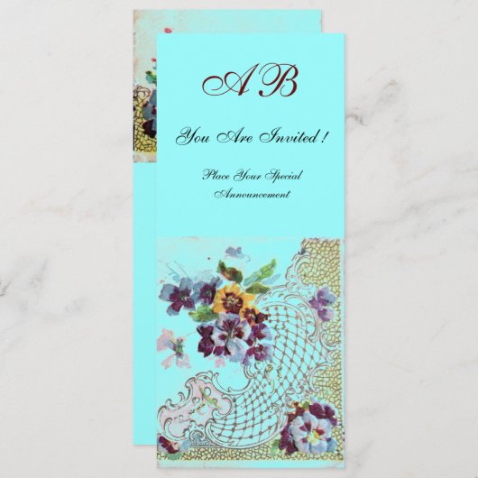 ROMANTİCA Pink Blue Floral Wedding Program Programm (Vorne/Hinten)