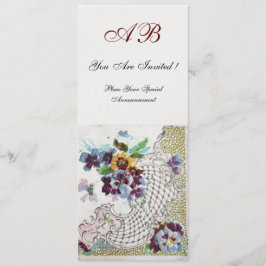 ROMANTİCA Pink Blue White Floral Wedding Program Programm