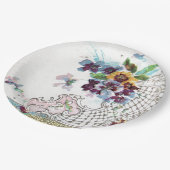 ROMANTICA Pink Blue White Wedding Floral Pappteller (Schrägansicht)