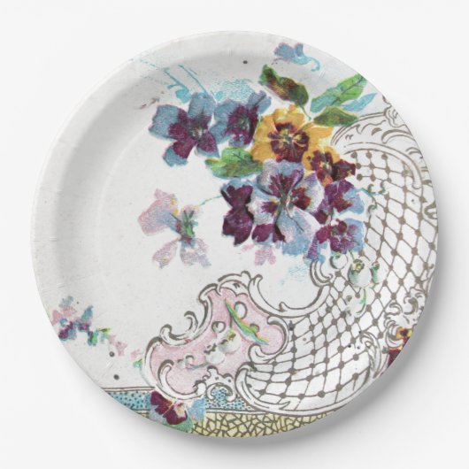 ROMANTICA Pink Blue White Wedding Floral Pappteller (Vorderseite)