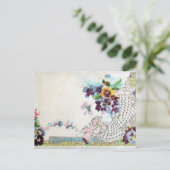 ROMANTICA Pink Blue White Wedding Floral Postkarte (Stehend Vorderseite)