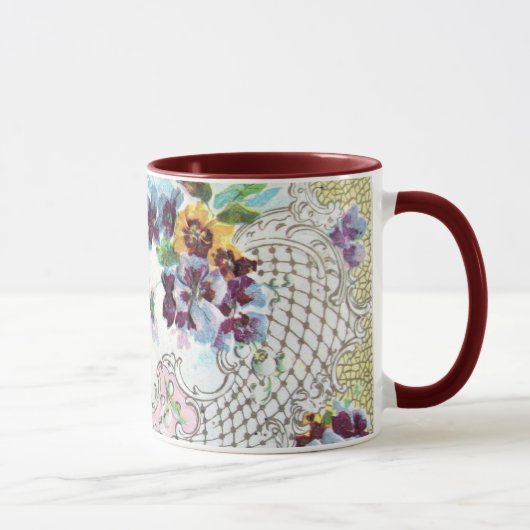ROMANTICA Pink Blue White Wedding Floral Tasse (Rechts)