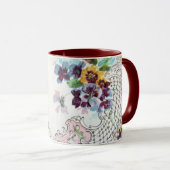 ROMANTICA Pink Blue White Wedding Floral Tasse (VorderseiteRechts)