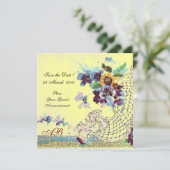 ROMANTICA Pink Blue Yellow Floral Wedgram Einladung (Stehend Vorderseite)