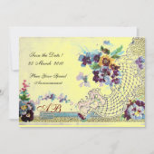 ROMANTICA Pink Blue Yellow Floral Wedgram Einladung (Vorderseite)