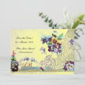 ROMANTICA Pink Blue Yellow Floral Wedgram Einladung (Stehend Vorderseite)