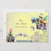 ROMANTICA Pink Blue Yellow Floral Wedgram Einladung (Rückseite)