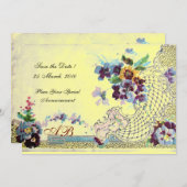 ROMANTICA Pink Blue Yellow Floral Wedgram Einladung (Vorne/Hinten)