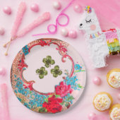 ROMANTICA ,ST.PATRICK'S KLEEBLATTS UND ROSE Blumen Pappteller (Party)