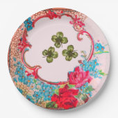ROMANTICA ,ST.PATRICK'S KLEEBLATTS UND ROSE Blumen Pappteller (Vorderseite)
