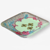 ROMANTICA ,ST.PATRICK'S KLEEBLATTS UND ROSE Blumen Pappteller (Gewinkelt)