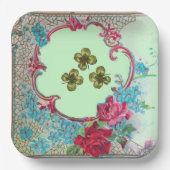 ROMANTICA ,ST.PATRICK'S KLEEBLATTS UND ROSE Blumen Pappteller (Vorderseite)