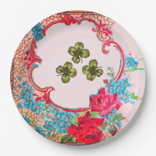 ROMANTICA ,ST.PATRICK'S SHAMROCKS UND ROSEN Floral Pappteller