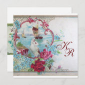 ROMANTİCA/WEISSE TÜRZE,ROSE BLUMENBREITE MONOGRAM ANKÜNDIGUNG (Vorne/Hinten)