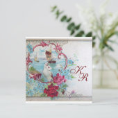 ROMANTİCA/WEISSE TÜRZE,ROSE BLUMENBREITE MONOGRAM ANKÜNDIGUNG (Stehend Vorderseite)