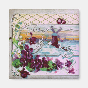 ROMANTICA Winterlandschaft,Stiefmütterchen,Blumenw Magnet
