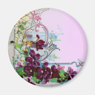 ROMANTICA Wirbel mit Stiefmütterchen Lila Lilac Magnet
