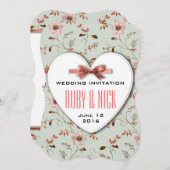 RomanticCharm Vintag Floral Wedding Collection Einladung (Vorne/Hinten)