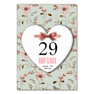 RomanticCharm Vintage-Blumen-Hochzeitskollektion Tischnummer