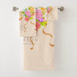 Romantics Blooming Garden Monogram Beige Badhandtuch Set