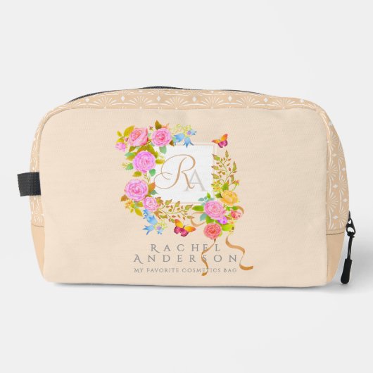 Romantics Blooming Garden Monogram Beige Waschbeutel (Vorderseite)