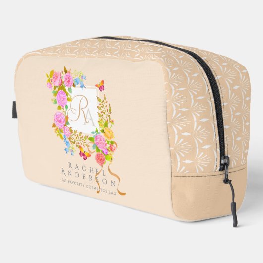 Romantics Blooming Garden Monogram Beige Waschbeutel (Rechte Ecke)