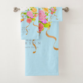 Romantics Blooming Garden Monogram Blue Badhandtuch Set
