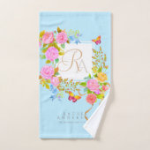 Romantics Blooming Garden Monogram Blue Badhandtuch Set (Handtuch)