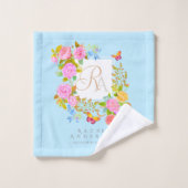 Romantics Blooming Garden Monogram Blue Badhandtuch Set (Waschlappen)