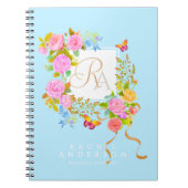 Romantics Blooming Garden Monogram Blue Notizblock (Vorderseite)